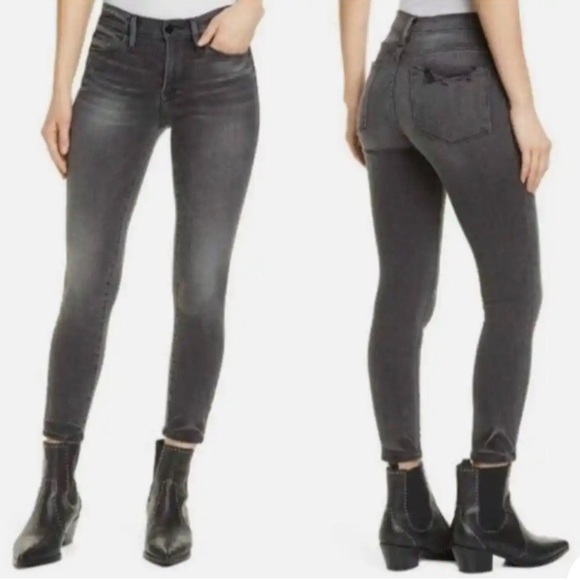 FRAME Le Skinny de Jeanne Crop Denim Jeans in Jackson Peak Black Gray Wash 26 - Picture 1 of 17